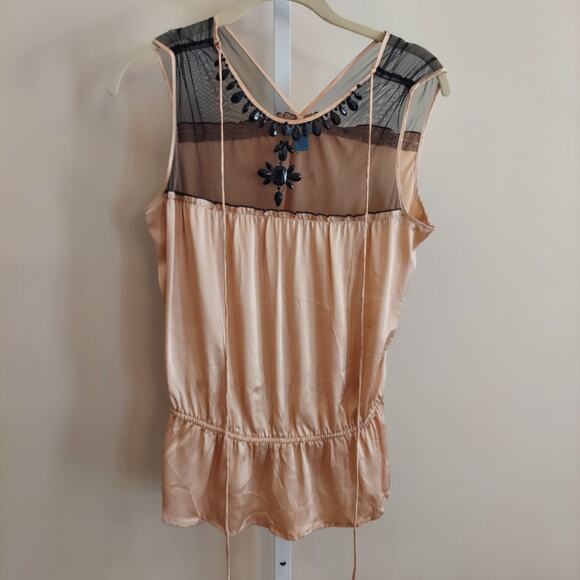 Plenty Tracy Reese Tops - Plenty by Tracy Reese Silk Blouse Y2K Mesh Beaded Peplum Fairy Grunge Ballet